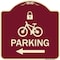Signmission Parking W/ Lock Cycle & Left Arrow Heavy-Gauge Aluminum Architectural Sign, 18" x 18", BU-1818-23474 A-DES-BU-1818-23474 - alternate 1
